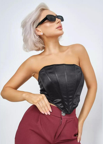 Женский сатиновый топ с акцентными геометрическими вставками без бретелек универсальные топы для женщин Cindylove (334013563)