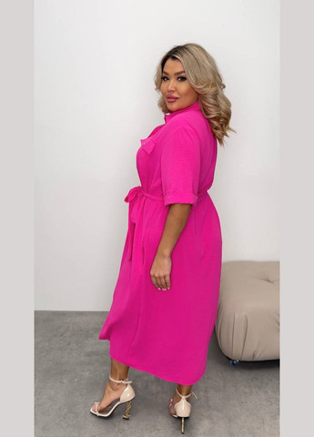 Малиновое повседневный стильное женское платье с пуговицами оверсайз Style Point однотонное