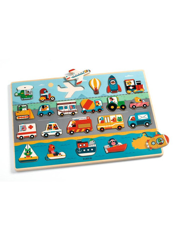 Деревянный пазл-вкладыш "Транспорт", арт. DJ09619 Djeco (362314488)