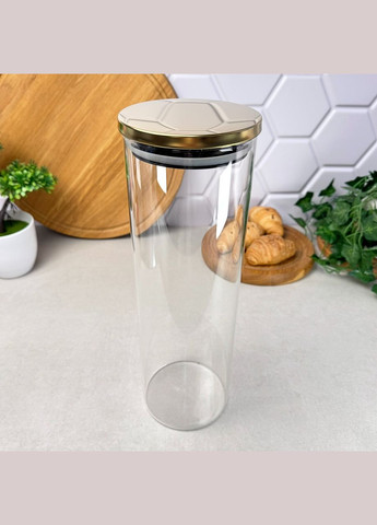 Висока скляна банка з металевою кришкою 2.1 л Золото No Brand (315633483)