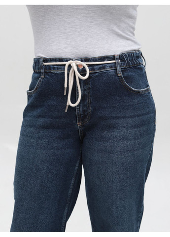 Джинсы женские широкие темно-синие с резинкой на поясе Палаццо John Richone - (361066594)