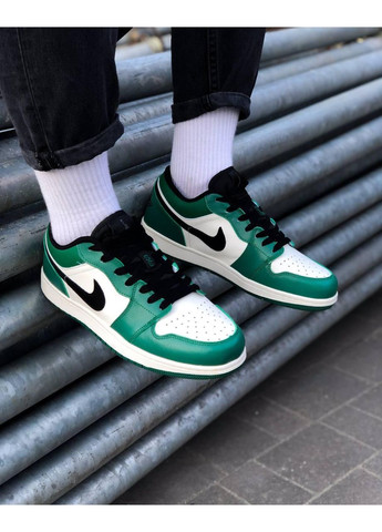 Серые демисезонные кроссовки мужские nike air jordan 1 low green white найк аир джордан No Brand