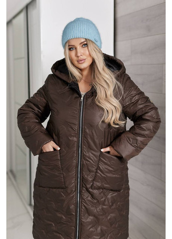 Коричневе демісезонне Зимове стьобане пальто -20° із плащівки лаке • ультратепле та стильне • ЗАМІРИ В ОПИСІ Vione