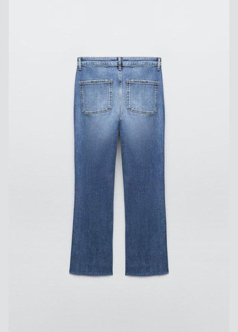 Джинсы укороченные клеш кюлоты по фигуре flare голубые Zara - (345643581)