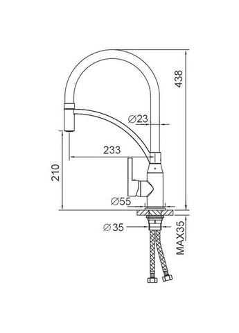 Змішувач для кухні F4552-6 з гнучким виливом, чорний Frap (371644789)