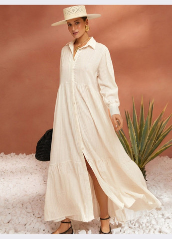 Молочна сукня-сорочка молочного кольору із супатною застібкою Dressa