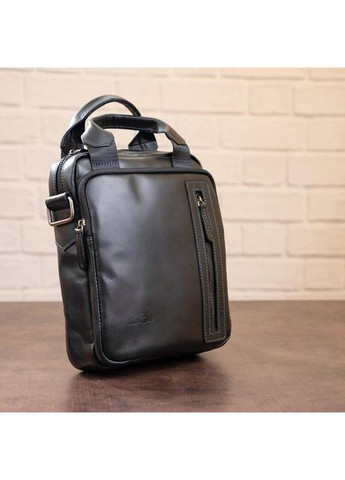Сумка планшет через плече для документів та для телефону чоловіча з натуральної шкіри маленька Чорний 37360 Shvigel (361660273)