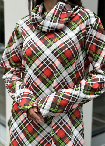 Комбинированное спортивное, повседневный, кэжуал, джинсовое повседневное комфортное платье свободного кроя INNOE в клетку