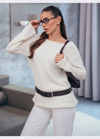 Молочный демисезонный джемпер молочного цвета с подворотом на рукавах Dressa