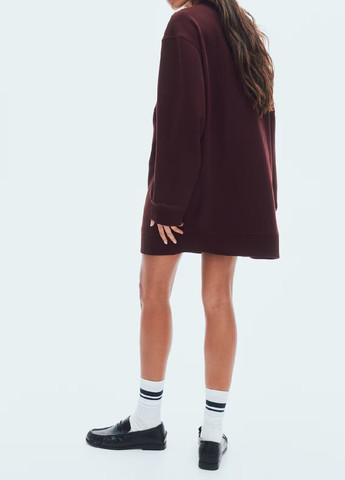 Бордовое кэжуал платье H&M однотонное