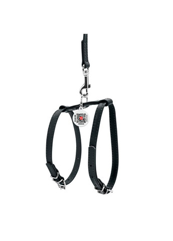 Шлея з повідцем для собак шкіряна WAUDOG Glamour з QR паспортом, Ш 9 мм, А 20-30 см, В 30-40 см чорний No Brand (363200558)