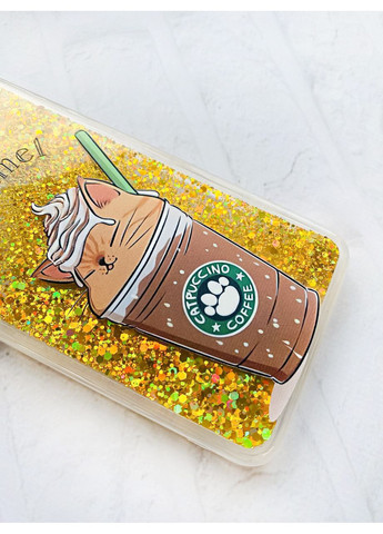 Чохол з плаваючими блискітками на Xiaomi Redmi Note 9 Pro/9 Pro Max/9S Золотий Капучіно котик (принт 97) CASE CONTROL (360703817)