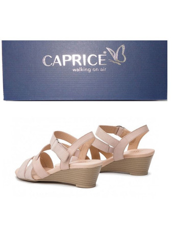 Жіночі натуральні босоніжки на танкетці в пудрі, Німеччина Caprice (308859564)