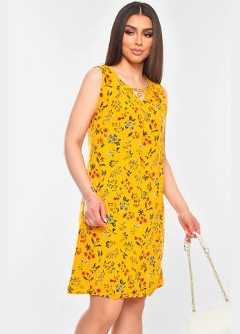 Летний женский сарафан женский желтого цвета с принтом Let's Shop однотонный