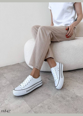 Білі білі текстильні кеди, класичні кеди, базові білі кеди, жіночі кеди Super Gear