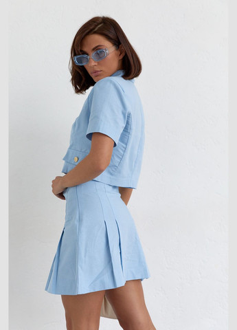 Костюм зі спідницею плісе і коротким жакетом - білий колір M (sku_9464) No Brand (327820448)