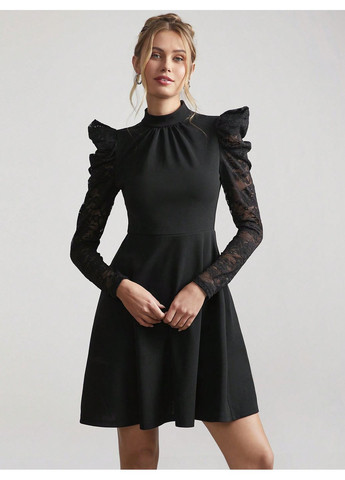 Чорна повсякденний сукня SHEIN однотонна