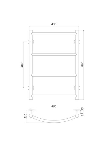 Полотенцесушитель LD W 600400-4 Лестница Дуга вода UNIO (299997820)