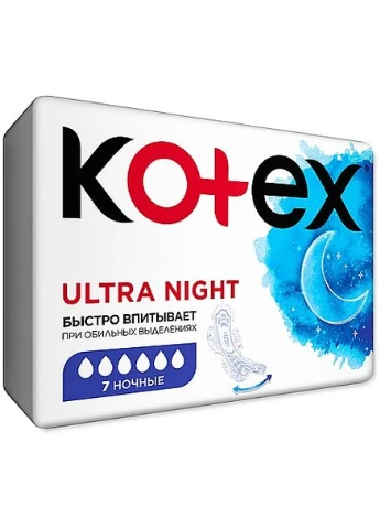 Гигиенические прокладки, 7 шт. Ultra Dry&Soft Night 7шт (791456-21740) Kotex (380274970)