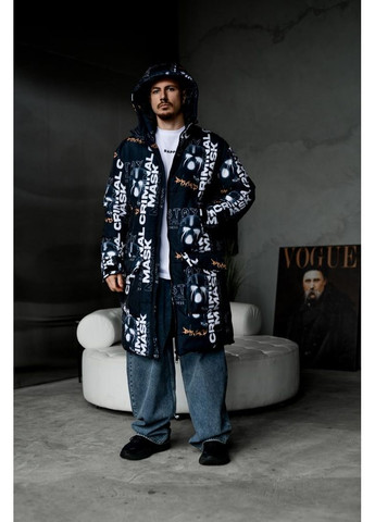 Комбинированная демисезонная куртка зимняя с капюшоном мужская стильная зимняя No Brand