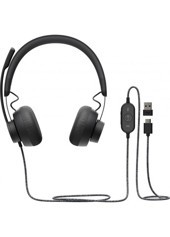 Проводная стерео гарнитура Zone Wired USB+TypeC (981-000870) черная Logitech (311481336)