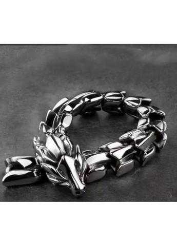 Браслет мужской скандинавский из нержавеющей стали 22 см серебристый, браслет с символом силы «Дракон» No Brand (364191381)