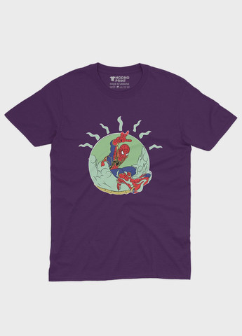 Фиолетовая демисезонная футболка для девочки с принтом супергероя - человек-паук (ts001-1-dby-006-014-021-g) Modno