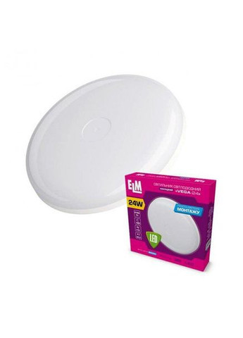 Светильник светодиодный настенно-потолочный 24W 6500K холодное белое свечение 12х4.3 см ELM (301345758)