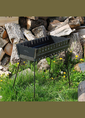 Мангал-чемодан 3 мм на 10 шампуров, раскладной жаровня гриль No Brand (347311586)