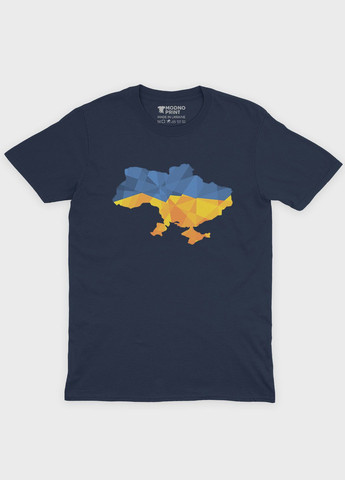Темно-синяя демисезонная футболка для девочки с патриотическим принтом карта украины (ts001-1-blm-005-1-005-g) Modno