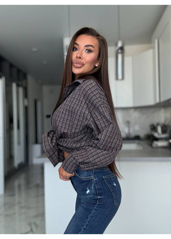 Жіноча оверсайз сорочка сіра No Brand (361856052)