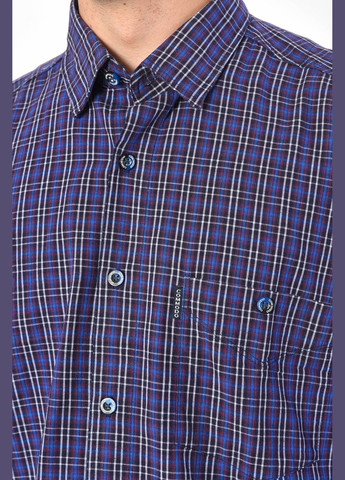 Сорочка чоловіча батальна синього кольору в клітинку Let's Shop (293765159)
