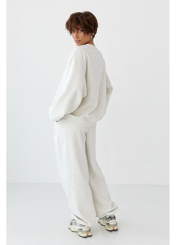 Теплый однотонный костюм со свитшотом и брюками со складками - темно-серый цвет Lurex (370602118)