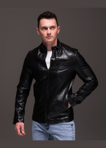 Черная демисезонная куртка кожаная прямой пояс No Brand