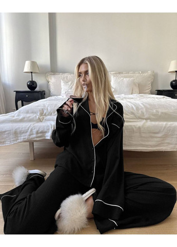Черная женская трикотажная пижама Osoblyva