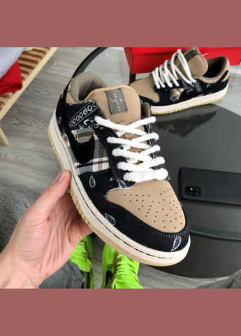 Кроссовки женские и мужские Nike SB Dunk Low x Travis Scott Cactus Jack | Найк сб Данк низкие черные No Brand чёрные демисезоны (307397766)