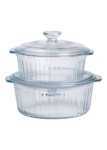 Формы для запекания стеклянные 2 шт с крышками круглые для пирога лазаньи жаропрочные ProDobro (364190949)