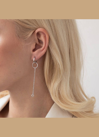 Срібні сережки Кругообіг з ланцюжками 4884 Oniks (264025412)