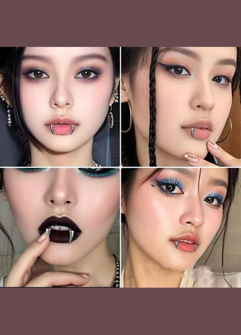 Септум пірсинг обманка в губу гострі зуби вампірів зі сталі чорний або срібний No Brand (339869617)