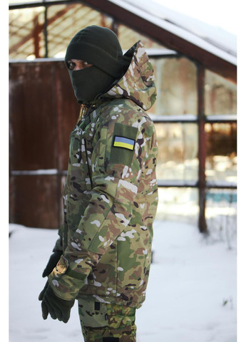 Теплый зимний бушлат на синтепоне Single Sword в камуфляже мультикам + бесплатный ПОДАРОК на выбор Intruder Утеплений тактичний бушлат (370139792)
