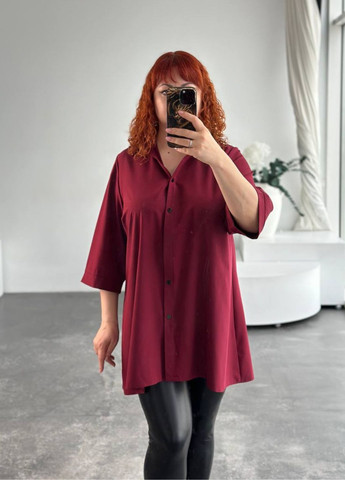 Бордовая повседневная блуза-туника из софта No Brand