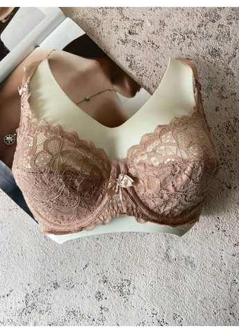 Пудровый бюстгальтер на 5 размер с кружевом, лифчик без поролона большого размера на чашку е Lanny Mode