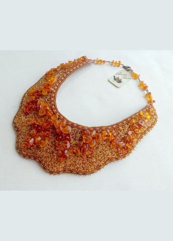 Ожерелье ручной работы из бисера и натуральных камней "Янтарная карусель" No Brand (358224347)