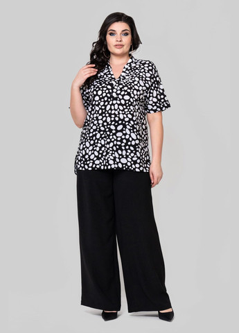 Чёрная блуза прямого силуэта из штапеля с рукавом на манжете all posa (ap102400p) A'll Posa