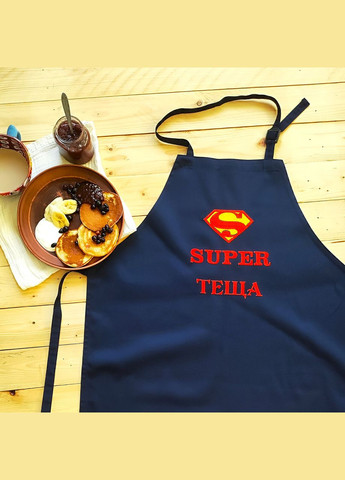 Фартух кухонний жіночий з вишивкою «Супер-теща» синій (0427) No Brand (370271420)