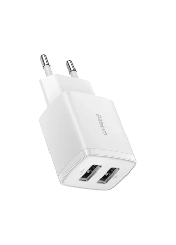 Мережевий зарядний пристрій 10.5W EU White Baseus Compact Charger 2U (371647483)