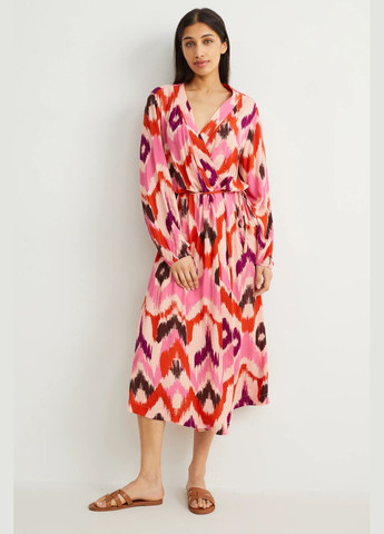 Комбинированное кэжуал платье макси C&A однотонное