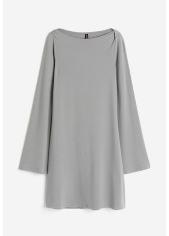 Світло-сіра коктейльна жіноча трикотажна сукня з довгими рукавами н&м (57141) xs світло-сіра H&M
