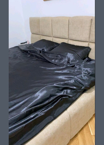 Атласне Чорне полуторна постільна білизна 145*210 Moka textile (308071654)