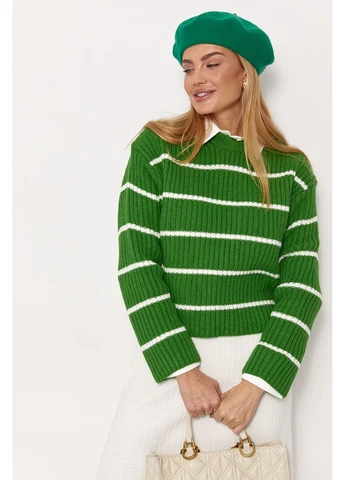 Зеленый tricoted women's striped sweater Vakko